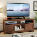 Mobile Porta TV Stile Rustico Bianco/Nero da 59" con Armadietti Contenitore, Montaggio da 1 Persona