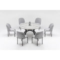 Set da pranzo ovale allungabile bianco per 6 persone, 7 pezzi con gambe in metallo