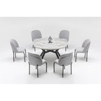 Set da pranzo ovale allungabile bianco per 6 persone, 7 pezzi con gambe in metallo