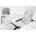 Set da pranzo ovale allungabile bianco per 6 persone, 7 pezzi con gambe in metallo