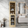 Mobiletto da bagno in legno massello, ante in vetro trasparente, ripiani regolabili, adatto per 1 persona – Vari colori