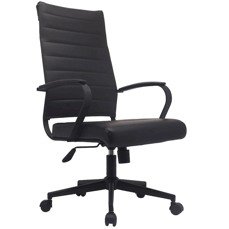 Sedia da ufficio girevole in pelle PU a metà schienale | Nero / Tutto Nero / Grigio / Bianco Perla / Marrone | Per 1 persona