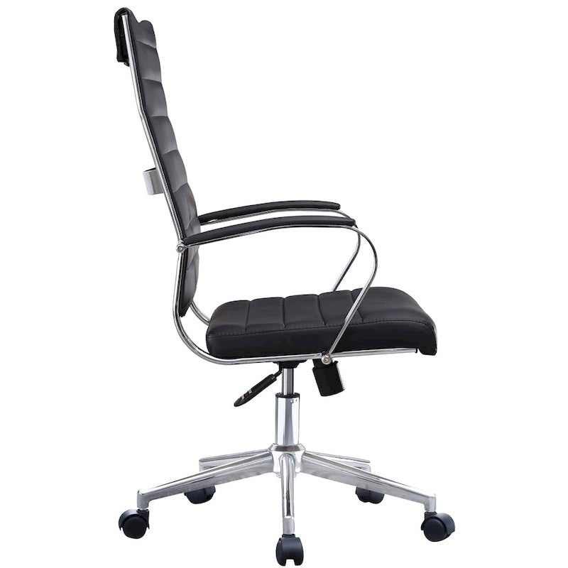 Sedia da ufficio girevole in pelle PU a metà schienale | Nero / Tutto Nero / Grigio / Bianco Perla / Marrone | Per 1 persona