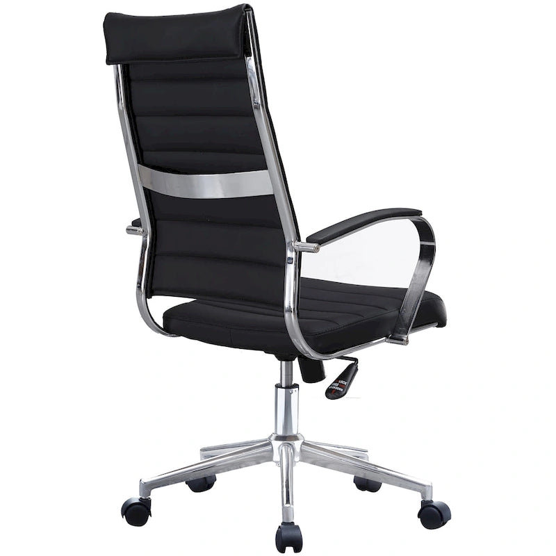 Sedia da ufficio girevole in pelle PU a metà schienale | Nero / Tutto Nero / Grigio / Bianco Perla / Marrone | Per 1 persona