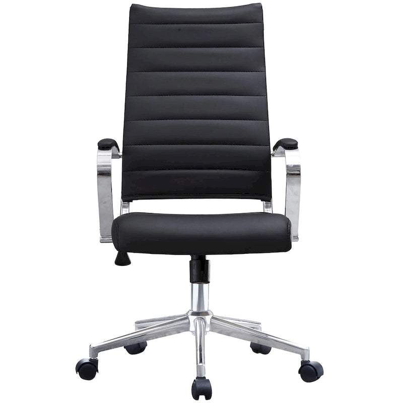 Sedia da ufficio girevole in pelle PU a metà schienale | Nero / Tutto Nero / Grigio / Bianco Perla / Marrone | Per 1 persona