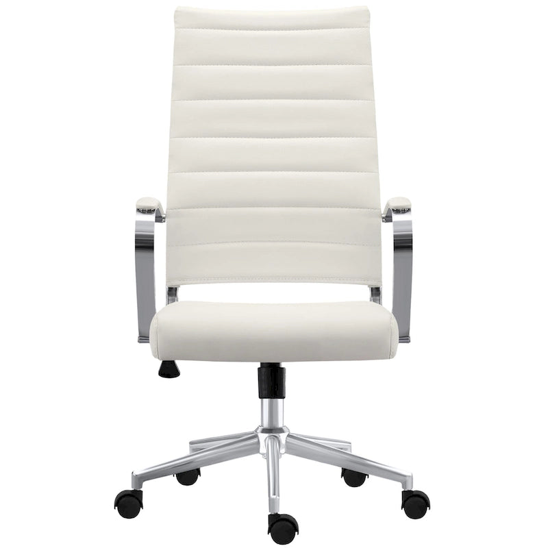 Sedia da ufficio girevole in pelle PU a metà schienale | Nero / Tutto Nero / Grigio / Bianco Perla / Marrone | Per 1 persona