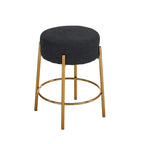 Sgabelli da bar rotondi senza schienale Neri/Beige, seduta imbottita, base in metallo, set da 2