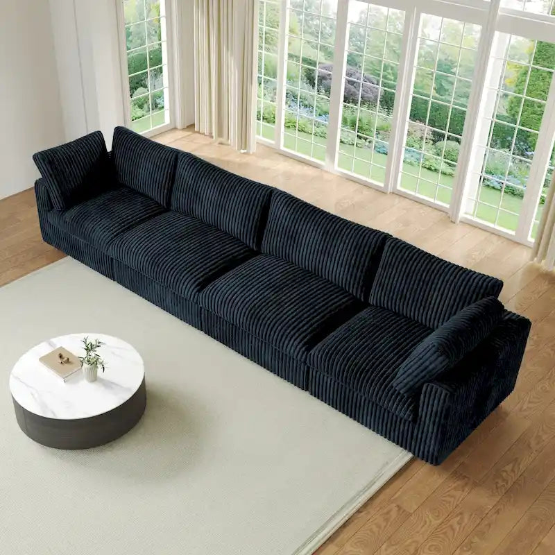 Divano componibile modulare nero/marrone chiaro/beige/grigio, a L/a U/lineare, 4 posti