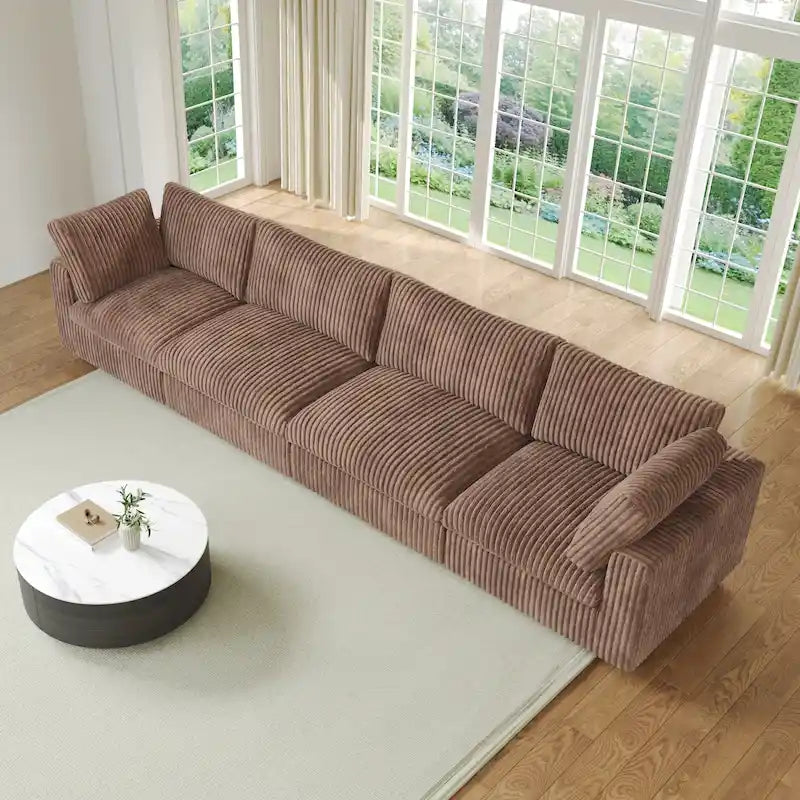 Divano componibile modulare nero/marrone chiaro/beige/grigio, a L/a U/lineare, 4 posti