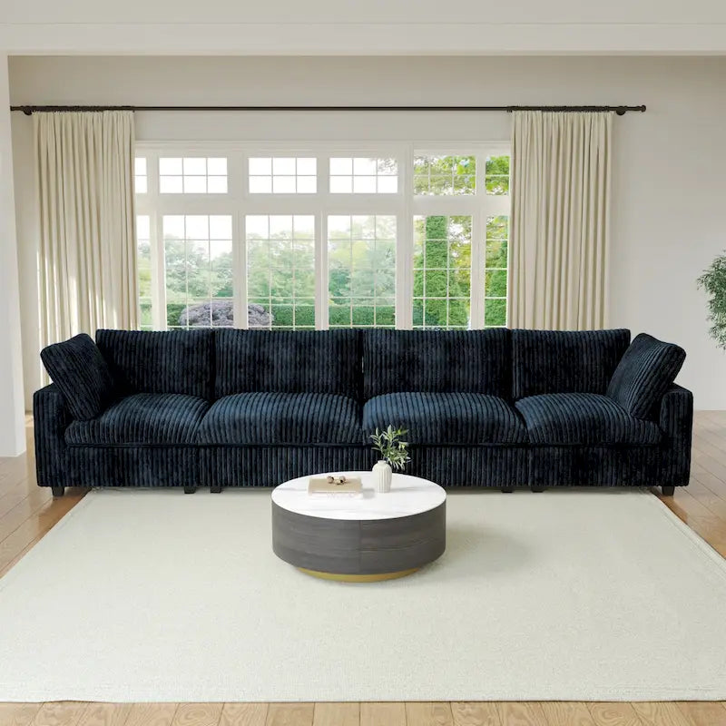 Divano componibile modulare nero/marrone chiaro/beige/grigio, a L/a U/lineare, 4 posti