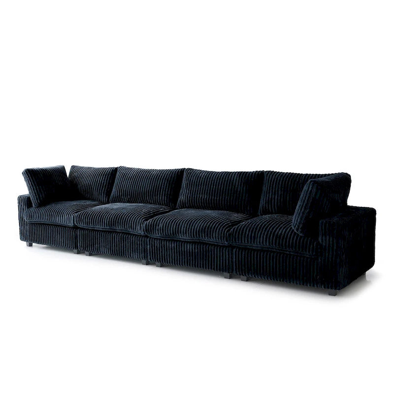 Divano componibile modulare nero/marrone chiaro/beige/grigio, a L/a U/lineare, 4 posti