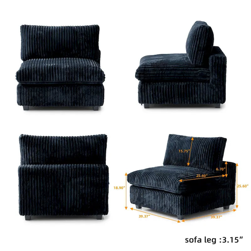 Divano componibile modulare nero/marrone chiaro/beige/grigio, a L/a U/lineare, 4 posti