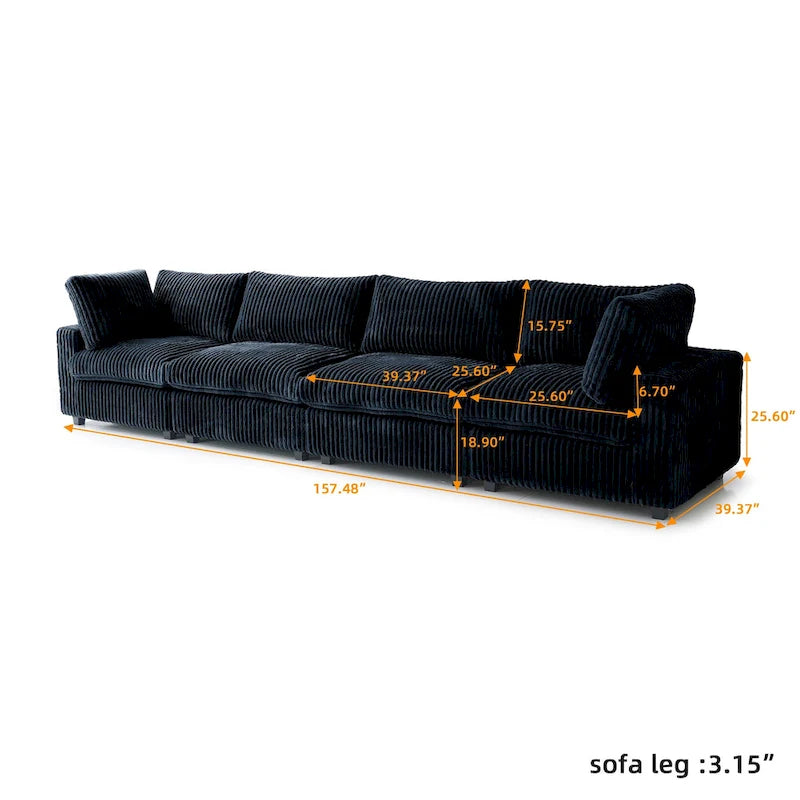 Divano componibile modulare nero/marrone chiaro/beige/grigio, a L/a U/lineare, 4 posti