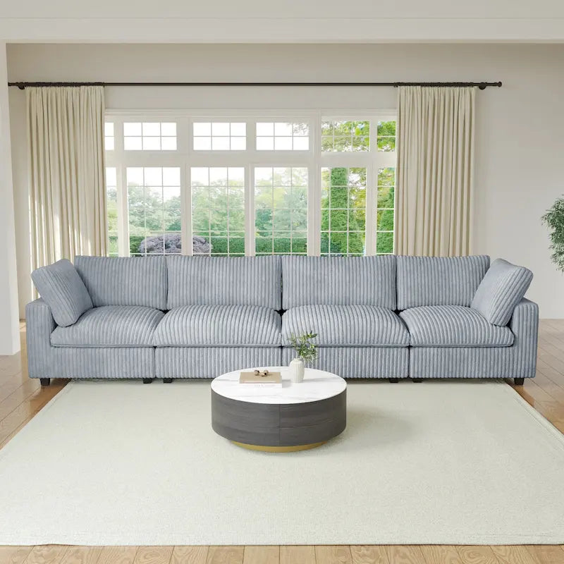 Divano componibile modulare nero/marrone chiaro/beige/grigio, a L/a U/lineare, 4 posti