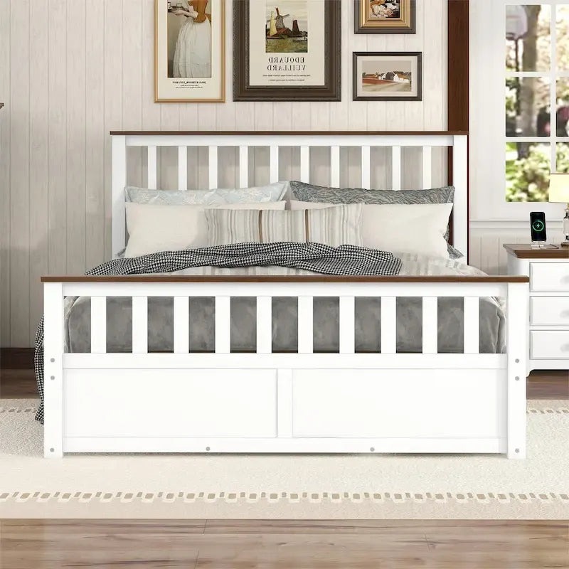 Letto matrimoniale a piattaforma grigio/bianco con cassetti contenitore, testiera e pediera – Adatto per 2 persone