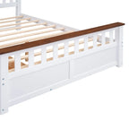 Letto matrimoniale a piattaforma grigio/bianco con cassetti contenitore, testiera e pediera – Adatto per 2 persone