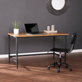 Scrivania in legno di recupero per 1 persona, stile rustico moderno, naturale/nera e nera
