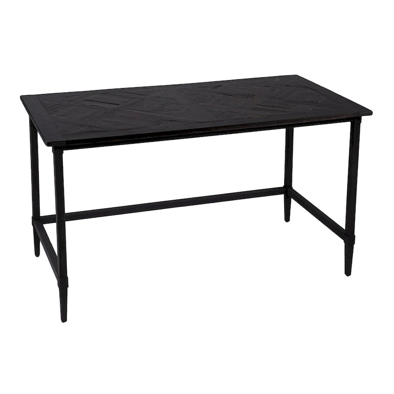 Scrivania in legno di recupero per 1 persona, stile rustico moderno, naturale/nera e nera