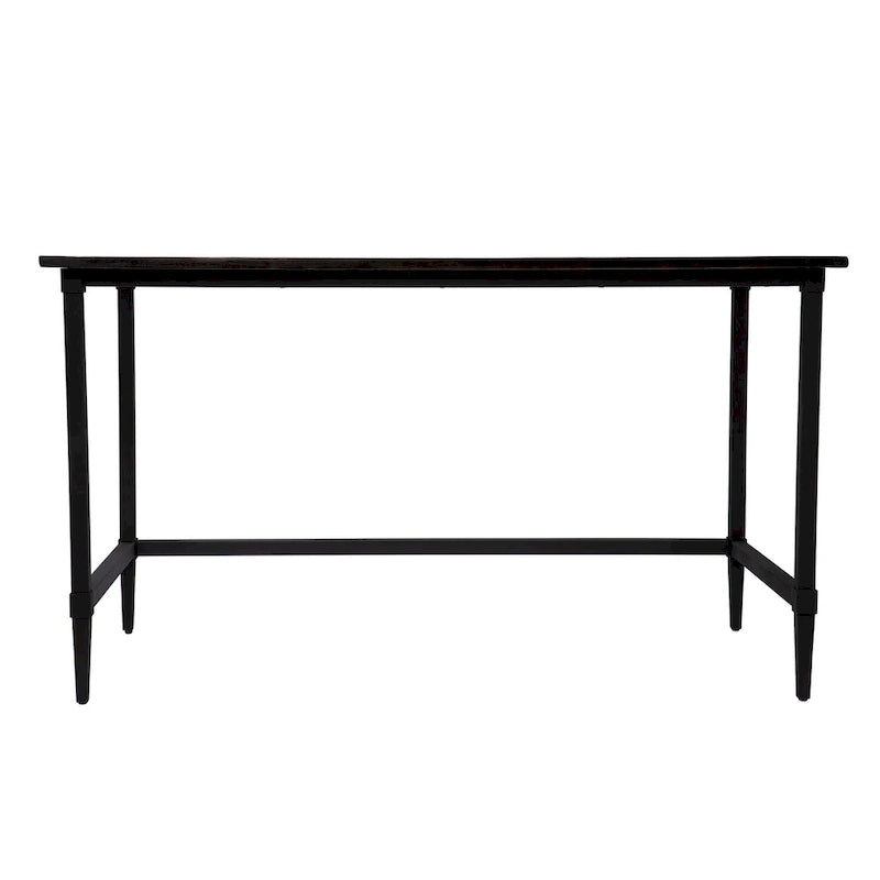 Scrivania in legno di recupero per 1 persona, stile rustico moderno, naturale/nera e nera