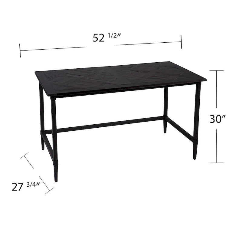 Scrivania in legno di recupero per 1 persona, stile rustico moderno, naturale/nera e nera