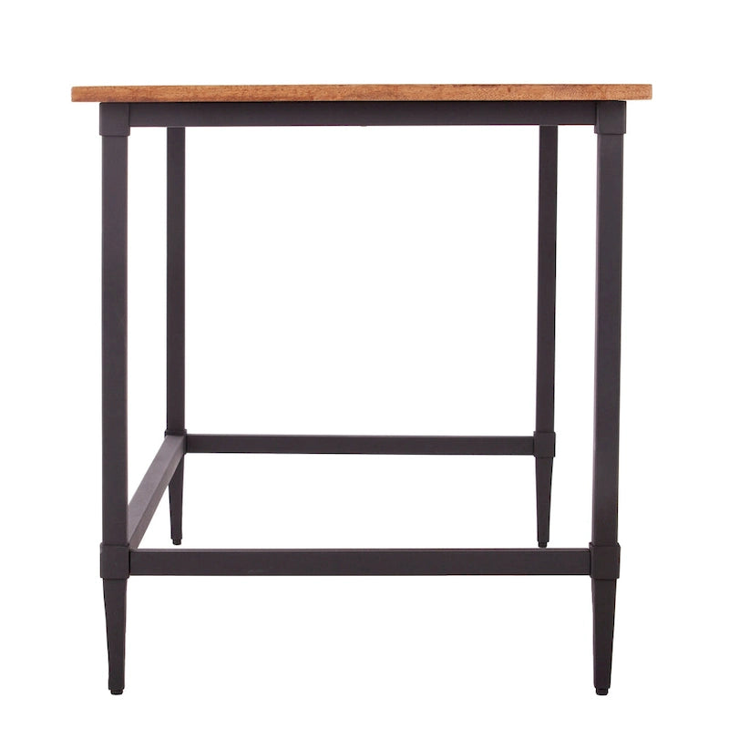 Scrivania in legno di recupero per 1 persona, stile rustico moderno, naturale/nera e nera