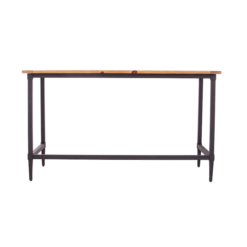 Scrivania in legno di recupero per 1 persona, stile rustico moderno, naturale/nera e nera