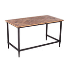 Scrivania in legno di recupero per 1 persona, stile rustico moderno, naturale/nera e nera