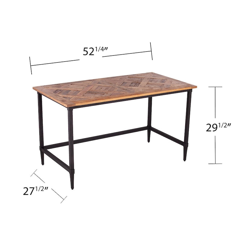 Scrivania in legno di recupero per 1 persona, stile rustico moderno, naturale/nera e nera