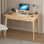 Scrivania per computer da 1 persona con 2 cassetti, beige/bianco/legno/legno nero