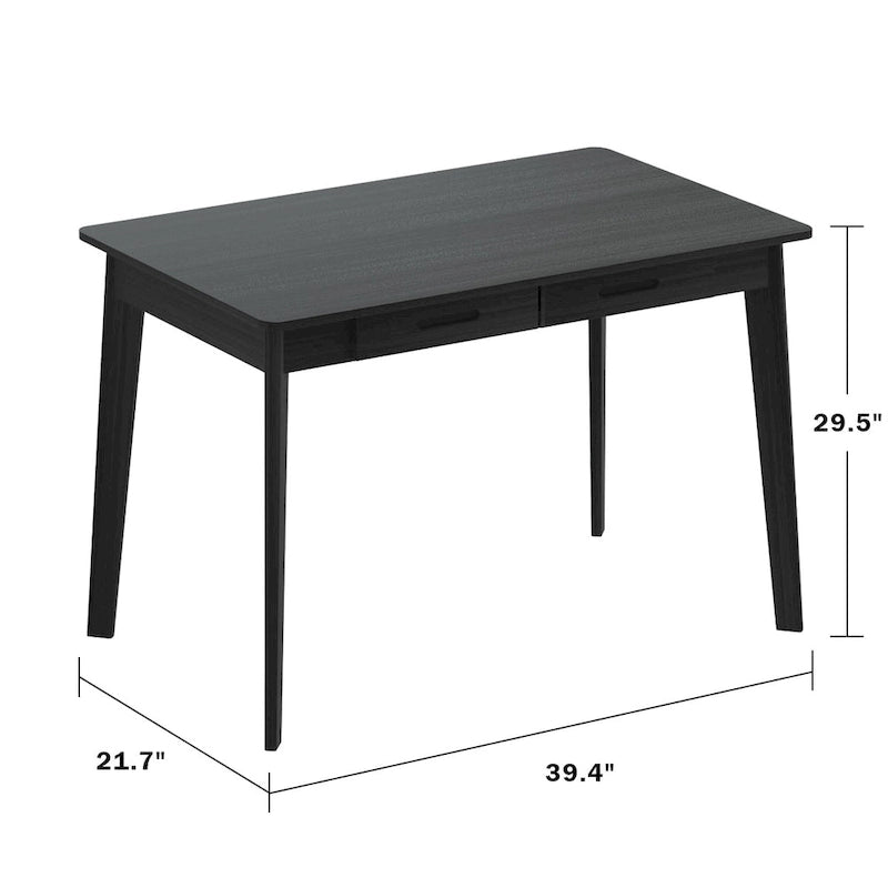 Scrivania per computer da 1 persona con 2 cassetti, beige/bianco/legno/legno nero