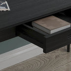 Scrivania per computer da 1 persona con 2 cassetti, beige/bianco/legno/legno nero