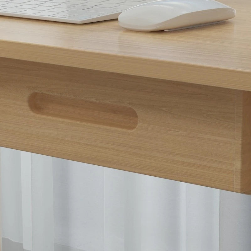 Scrivania per computer da 1 persona con 2 cassetti, beige/bianco/legno/legno nero