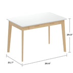 Scrivania per computer da 1 persona con 2 cassetti, beige/bianco/legno/legno nero