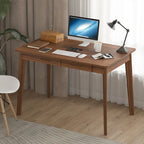 Scrivania per computer da 1 persona con 2 cassetti, beige/bianco/legno/legno nero