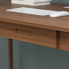 Scrivania per computer da 1 persona con 2 cassetti, beige/bianco/legno/legno nero