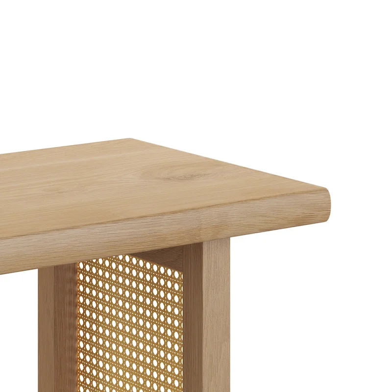 Panca Rettangolare da Pranzo in Rattan – Rovere Bianco / Noce / Impiallacciatura di Rovere Ebanizzato, Posti a sedere per 2-3 persone