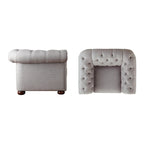 Poltrona tufted 1 posto con braccioli a scorrimento in lino grigio / velluto grigio scuro / velluto grigio / lino grigio scuro