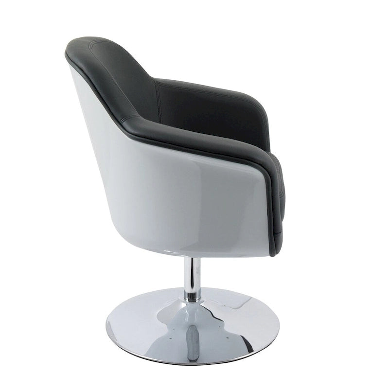 Poltrona moderna Black/White, in pelle rigenerata, a seduta singola