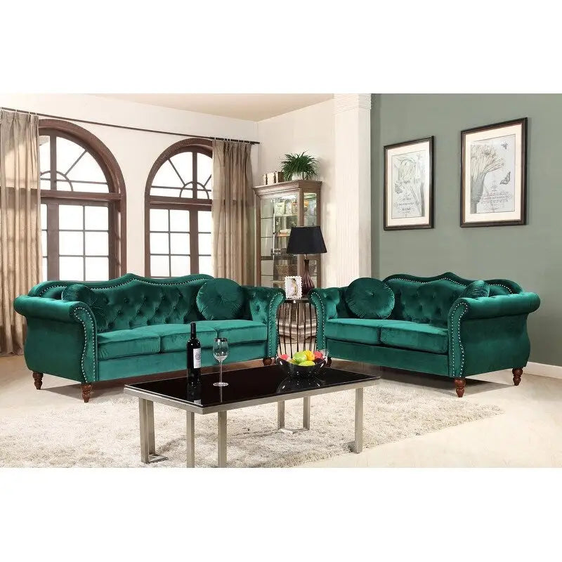 Set divano Chesterfield 2 posti in velluto schiacciato, multicolore, posti 3+1