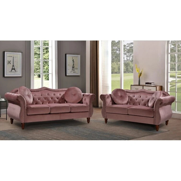 Set divano Chesterfield 2 posti in velluto schiacciato, multicolore, posti 3+1