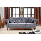 Set divano Chesterfield 2 posti in velluto schiacciato, multicolore, posti 3+1