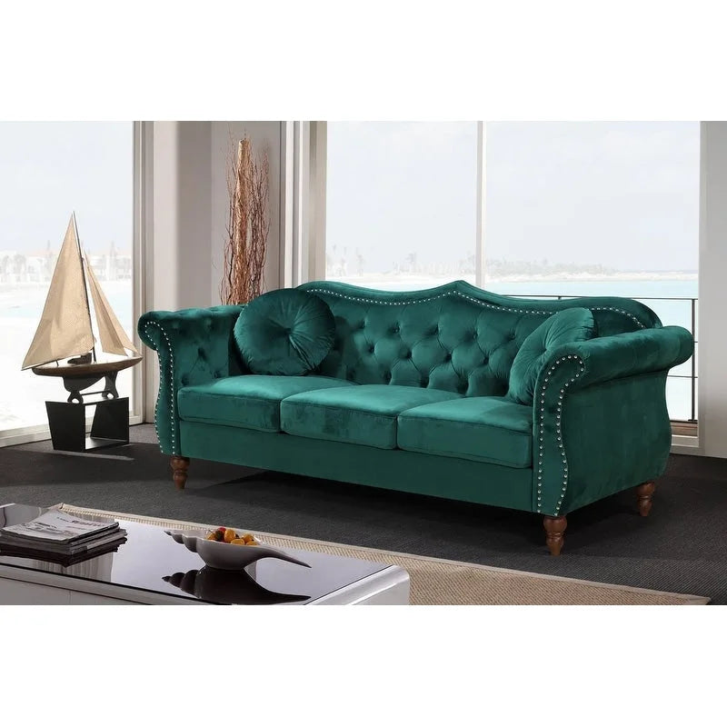 Set divano Chesterfield 2 posti in velluto schiacciato, multicolore, posti 3+1