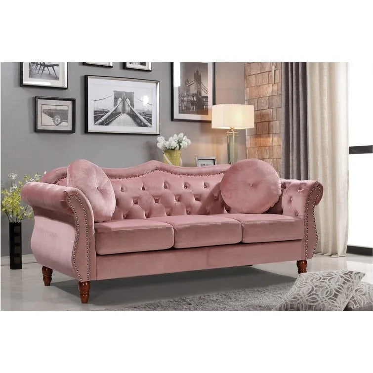 Set divano Chesterfield 2 posti in velluto schiacciato, multicolore, posti 3+1