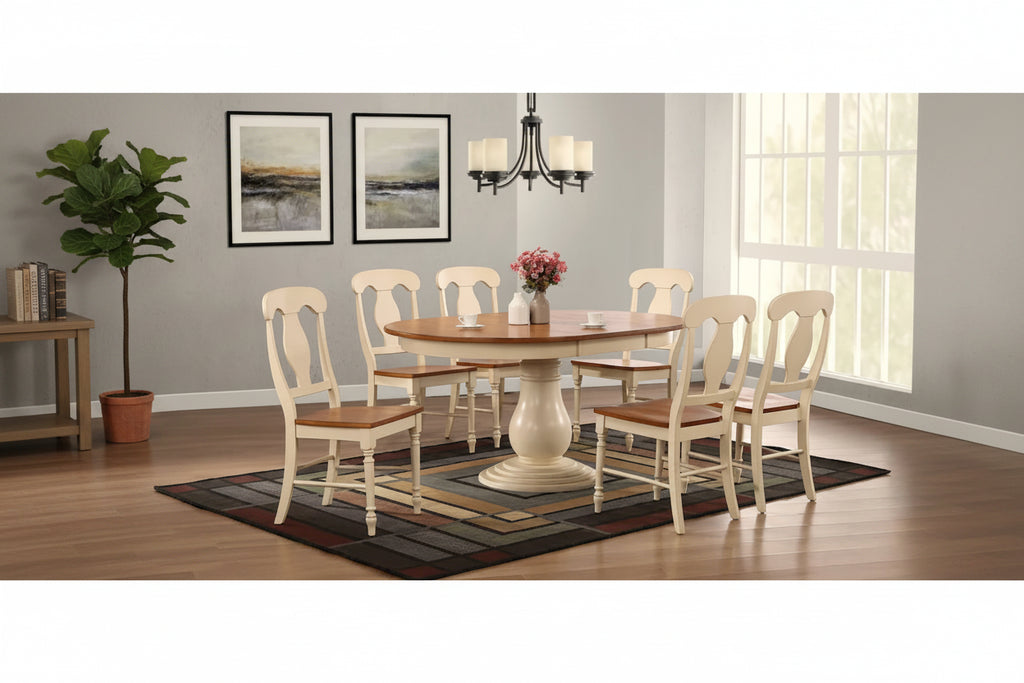 Antiqued Caramel Biscotti Napoleon Back 7-Piece Bella Dining Set
