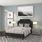 Letto a piattaforma a costine ad arco beige/grigio chiaro/grigio scuro/nero, Queen, 1 materasso