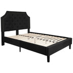 Letto a piattaforma a costine ad arco beige/grigio chiaro/grigio scuro/nero, Queen, 1 materasso
