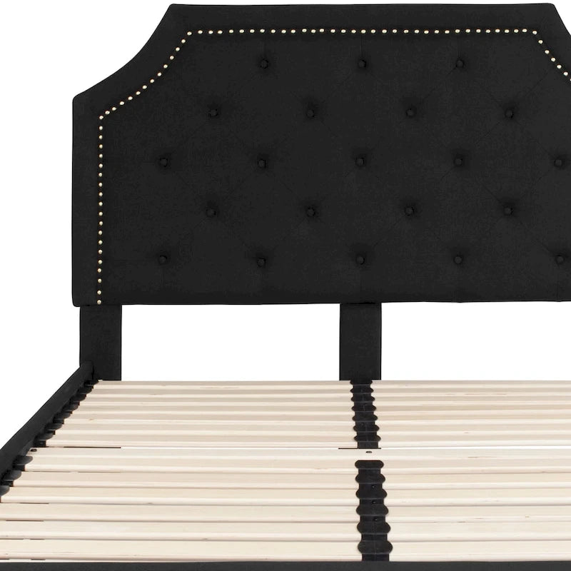 Letto a piattaforma a costine ad arco beige/grigio chiaro/grigio scuro/nero, Queen, 1 materasso