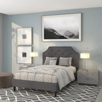 Letto a piattaforma a costine ad arco beige/grigio chiaro/grigio scuro/nero, Queen, 1 materasso