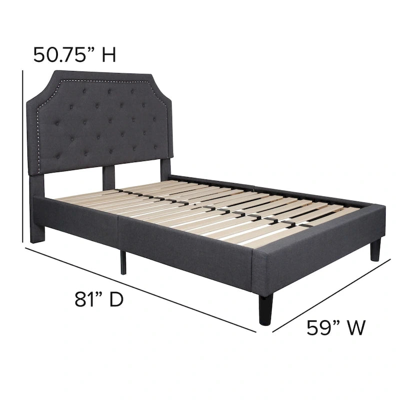 Letto a piattaforma a costine ad arco beige/grigio chiaro/grigio scuro/nero, Queen, 1 materasso