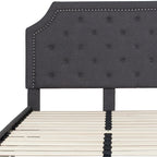 Letto a piattaforma a costine ad arco beige/grigio chiaro/grigio scuro/nero, Queen, 1 materasso